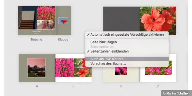 Fotos für OS X Fotobusch als PDF speichern