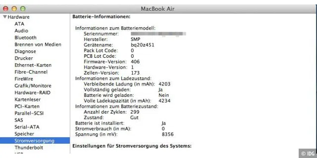 Bei Macbooks mit fest verbauter Batterie ist die Prüfung der Ladezyklen und des Akku-Zustands Pflicht.