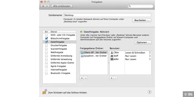 Schon ab Werk besitzen ältere Mac OS X-Versionen leistungsstarke Optionen für den Serverbetrieb im Heimnetzwerk