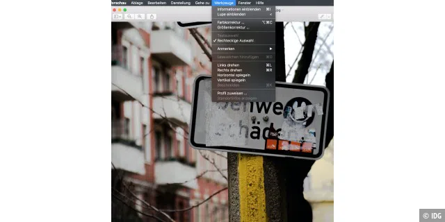 Apples eigene Anwendung Vorschau erlaubt es, die sogenannten Exif-Daten eines jeden Bildes zu betrachten. Je nach Kameramodell oder Smartphone finden sich mehr oder weniger Metadaten.