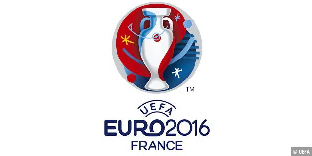 Das offizielle Logo der Europameisterschaft 2016 rückt den Pokal, um den es geht, in den Vordergrund.