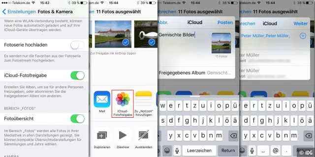 Die iCloud-Fotofreigabe löst ab iOS 8 den Fotostream als Option zum Teilen von Bildern ab.