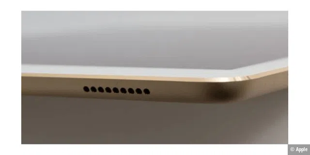 Leistungsstarke Stereolautsprecher hat Apple in das iPad Pro eingebaut. Bei voller Lautstärke und einem energiegeladenen Song vibriert das Gerät merklich in der Hand.