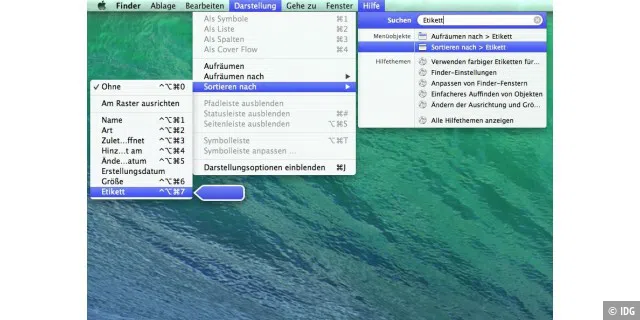 Die Hilfe-Funktion von OS X hilft auch beim Auffinden von gut versteckten Menüelementen.