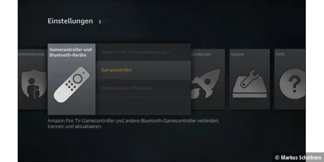 Amazon Fire TV Spiele: NEben einem eigenen Gamecontroller unterstützt die Amazon-Box auch gängige Bluetooth-Controller. Die Funktionsunterstützung ist allerdings abhängig vom verwendeten Spiel.
