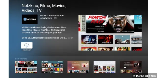 Die Netzkino-App für das Apple TV 4 lässt sich kostenlos laden