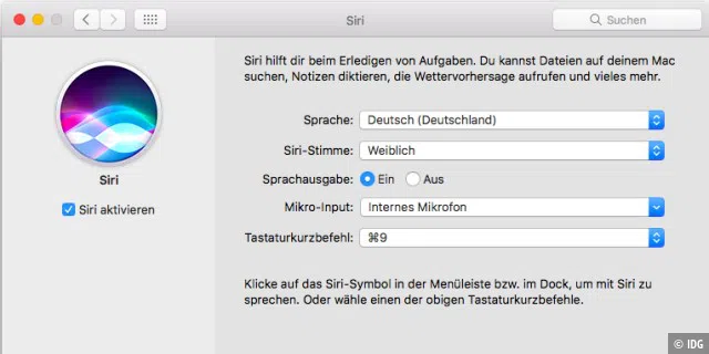 Siri am Mac aktivieren: Das von Apple vorgegebene Tastenkürzel muss durch ein eigenes ersetzt werden.