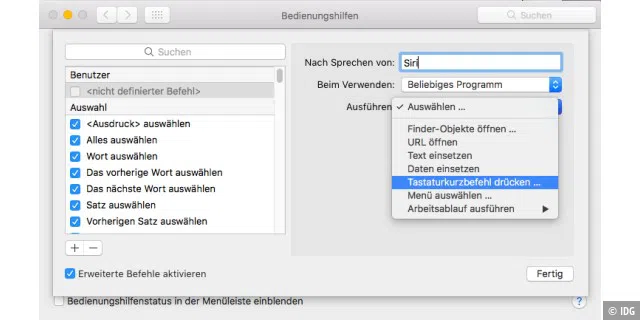 Siri am Mac per Sprache aktivieren: Nun legen Sie noch fest, dass Siri sich auf den definierten Befehl meldet.