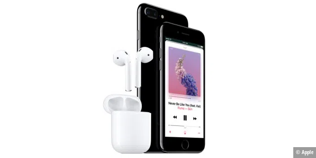 Keine Klinkenbuchse mehr. Dafür verkauft Apple nun Bluetooth-Kopfhörer AirPods.