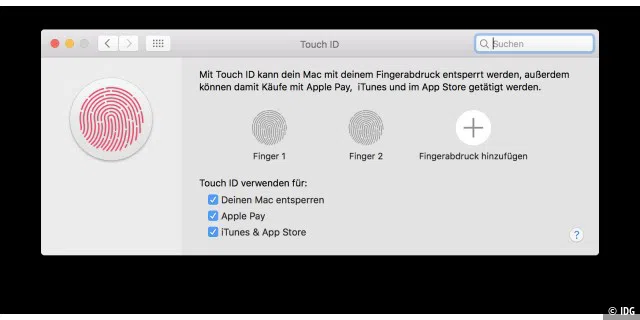 Mit der eingebauten Touch ID ist es möglich, den Rechner zu entsperren oder dereinst mit Apple Pay auf Websites zu bezahlen.