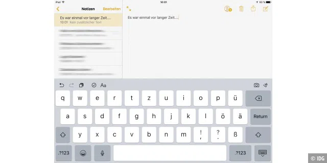 Mit der Notizen-App bringt iOS ab Werk ein brauchbares Schreibwerkzeug mit.