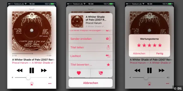In 3 Schritten: Mit iOS 10.2 können Sie Songs mit Sternen bewerten.