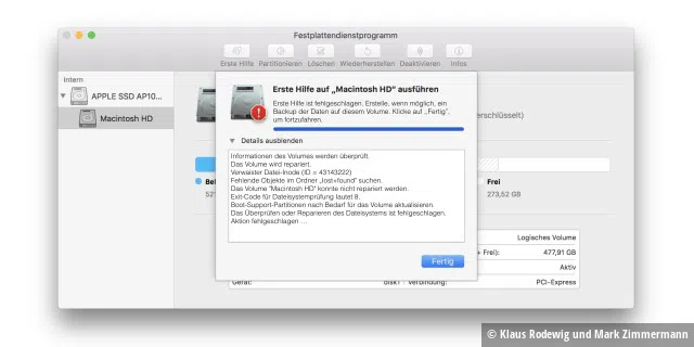 Der harte Absturz eines macOS-Rechners hinterlässt oft ein irreparables HFS+ -Dateisystem.