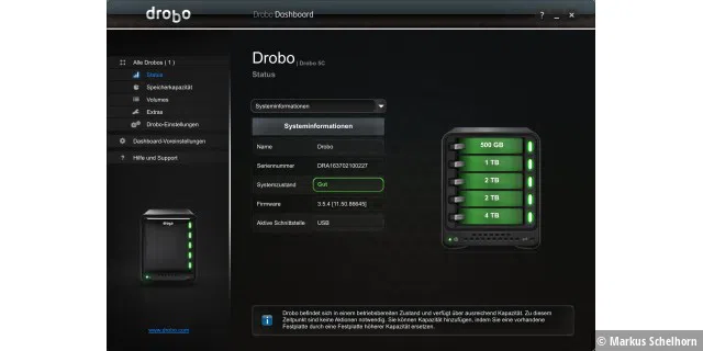 Drobo Dashboard ist ein komfortables Programm zum Verwalten des Drobo 5C