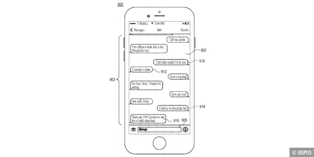Die Patentzeichnung zeit Siri als eigenes Chatfenster.