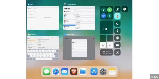 Von macOS bekannt, und mit dem Kontrollzentrum an der Seite angereichert ist die neue Mutlitasking-Ansicht unter iOS 11.