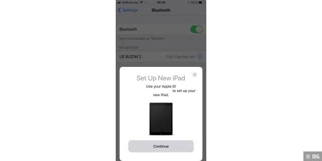 Neue iOS-Geräte lassen sich in Zukunft einfach mit schon vorhandenen Koppeln, um so die AppleID mitsamt Informationen auszutauschen. Ein einfaches Scannen eines QR-Codes auf dem jeweiligen Gerät genügt.