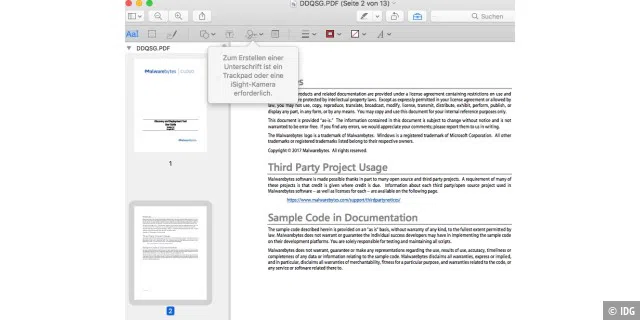 PDF-Dokumente können Sie in macOS digital unterschreiben.