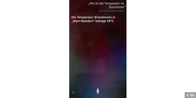 Siri sagt uns die Temperatur.