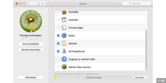 Gibt man den Schlüsselbund für iCloud frei, kann man die Safari-Passwörter auch auf anderen Macs und iOS-Geräten nutzen.