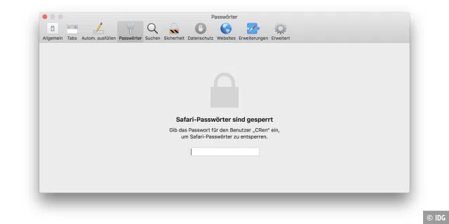 Falls Sie ein Passwort manuell in einem anderen Browser eingeben müssen, hilft die Safari-Passwortfunktion