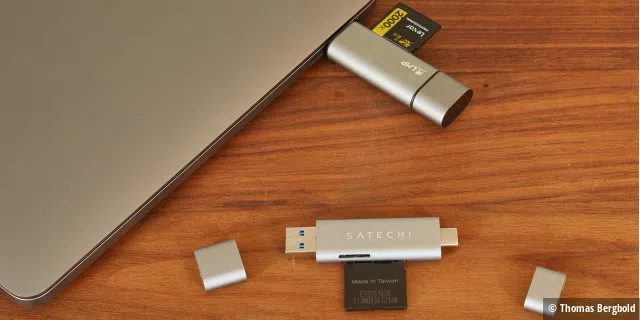 Sie sind praktisch - die Kartenleser im USB-Stick Format von LMP und Satechi. Neben microSD und SD haben sie nicht nur einen USB-C-Anschluss, sondern auch einen USB 3.0- Anschluss. Damit sind sie sehr universell einsetzbar. Leider sind die Datenraten sehr enttäuschend.