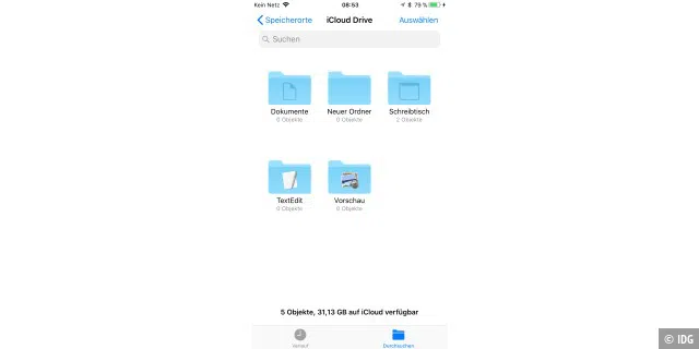 Auf iPhones und iPads stehen die Dateien aus iCloud Drive ebenfalls zur Verfügung.