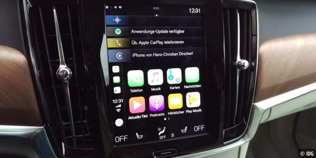 Carplay auf dem 9 Zoll großen Sensus Connect Touchscreen im Volvo V90.