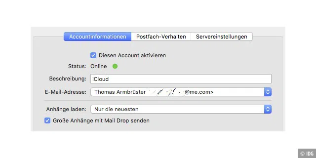 Große Anhänge verschickt Mail auf Wunsch per Mail Drop und legt diese dazu auf einen Server bei Apple und schickt nur den Link.