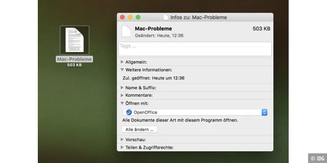 Die Dateizuordnung in macOS lässt sich ganz einfach ändern