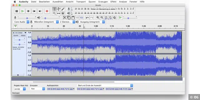 Audacity ist ein mächtiger Audio-Editor, der die Lücke zwischen Garageband und Logic schließt.