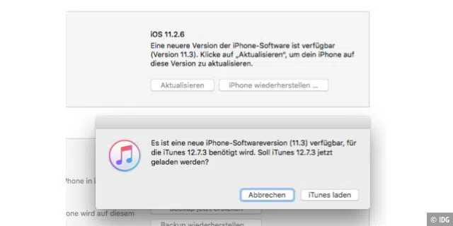 iTunes 12.6.4: Für iOS 11.3 wird der Nachfolger, iTunes 12.7 benötigt.