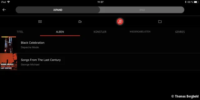 Den einzigen „richtigen“ Musikplayer hat Sandisk in seiner iOS-App integriert.