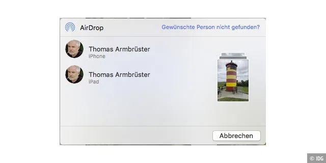 In den meisten Anwendungen von Apple kann man über die Teilen-Funktion Dateien per Airdrop versenden.