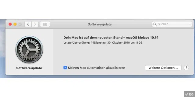 In den Systemeinstellungen von macOS legt man fest, dass sich das Betriebssystem automatisch aktualisiert.
