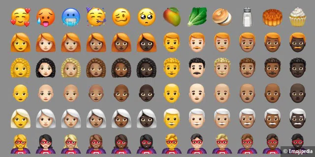 Nur einige der über hundert neuen Emojis, die mit iOS 12.1 aufs iPhone und iPad kommen.
