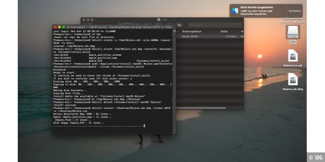 Erstellen einer ISO-Datei zur Installation von macOS Mojave.