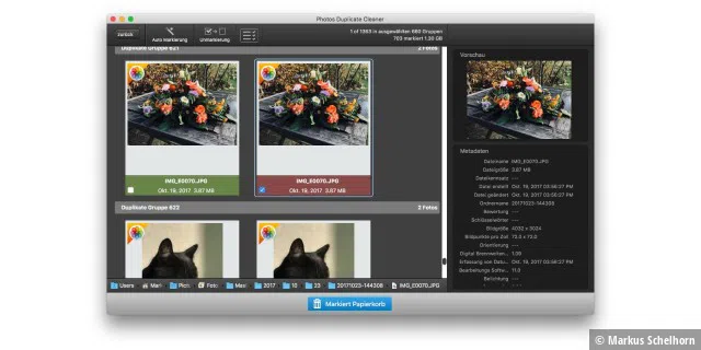 Aus Versehen doppelt gespeicherte Fotos können über die Jahre viel Platz in Fotos für macOS belegen. Mit dem kostenlosen Tool Photos Duplicate Cleaner kann man diese aufspüren und löschen.