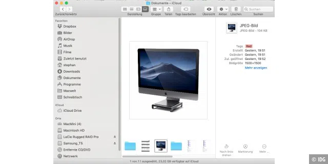 Die Datei landet automatisch auch auf dem iCloud Drive des Macs.