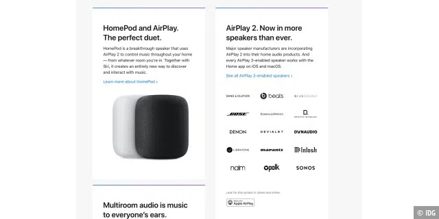 Auch auf Apples Airplay-Seite taucht Beats auf.