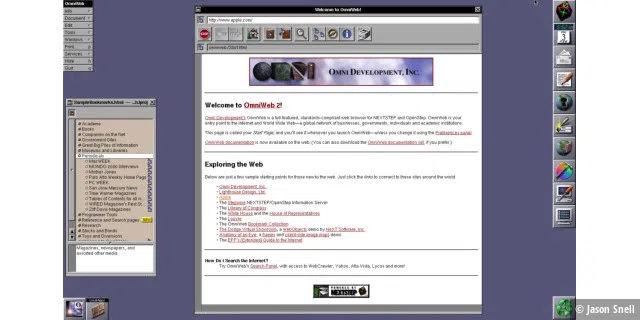 NextStep führt den OmniWeb-Browser aus, der erst viel später am Tatort eintraf.