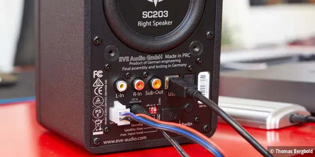 Kleiner Lautsprecher, aber große Ausstattung. Von der USB-Soundkarte über digitales Toslink bis zu analoge Cinch, mit dieser Eingangswahl finden die SC203 überall Anschluss.