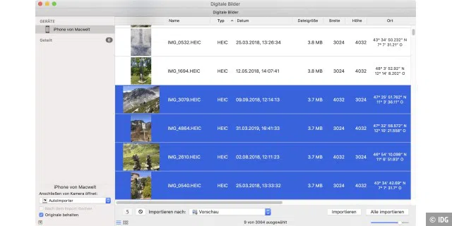 Mit der AutoImporter-App lassen sich die iPhone-Bilder automatisch auf den Mac übertragen.