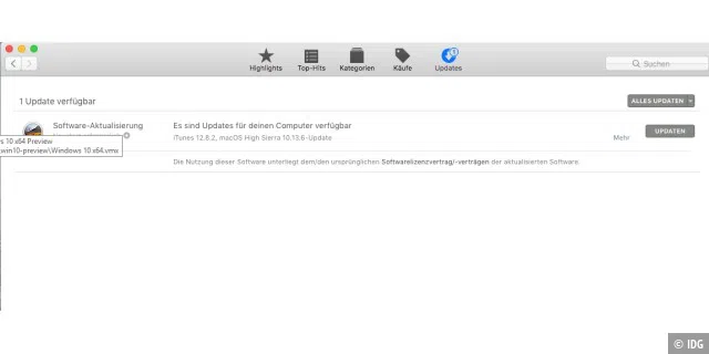 Updates über den macOS App-Store installieren.