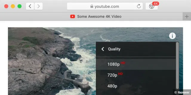 Dieser Button zeigt Ihnen an, wenn Sie ein 4K-Video aufgerufen haben.