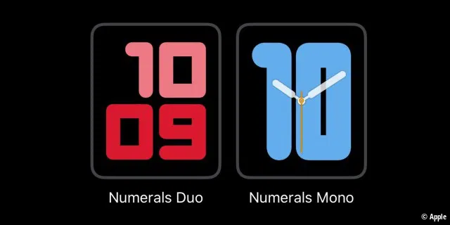 Zahlen Duo und Zahlen Mono erscheinen für alle Apple Watch-Modelle.