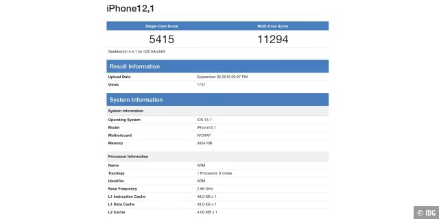 Geekbench Messungen des Nachfolgers von iPhone XR.