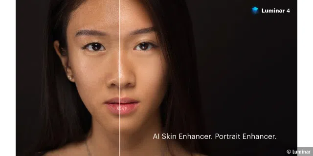 Die Werkzeuge AI Skin Enhancer und Portrait Enhancer erkennen automatisch Gesichter und können jden Bereich automatisch anpassen.