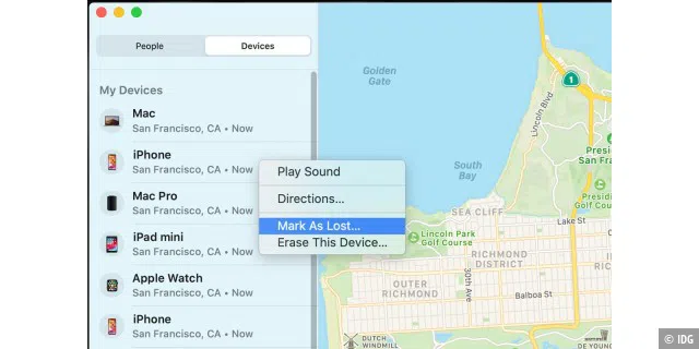 In der neuen App Wo ist? können Sie Ihr Gerät lokalisieren und sogar als verloren markieren oder aus der Ferne löschen.