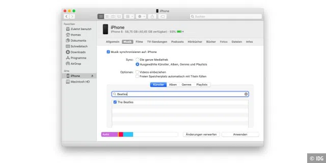 Für das Synchronisieren eines iPhones oder iPads mit dem Mac ist nun der Finder zuständig.